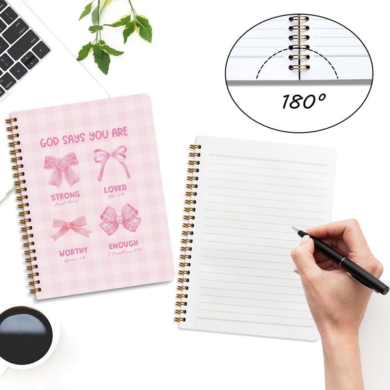CQM 2 Packs Pink Bow Bible Spiral Notebook College Ruled Trendy Notebook Journal Preppy Coquette Christian Gifts for Women Teen Girls Note Books Journals for Writing Journaling Notebooks Office Supplies - Image 3